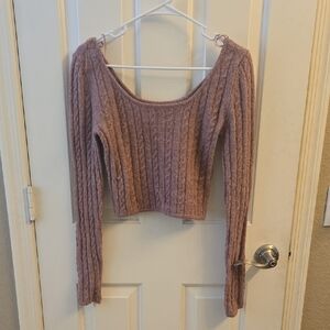 Cozy Cable Knit Sweater in Mauve
